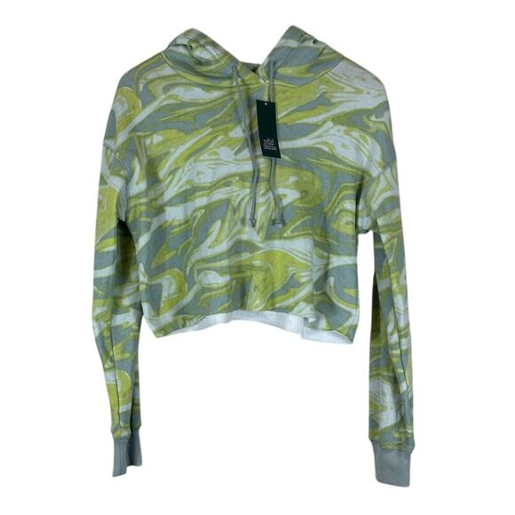 NWT Wild Fable Hoodie Womens M Green Swirl Cotton Cropped Tie Dye Y2K - Picture 2 of 6